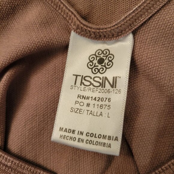 Tissini Colombia Bodysuit Shapewear L Brown V Neck Stretch Sleeveless - Picture 2 of 7